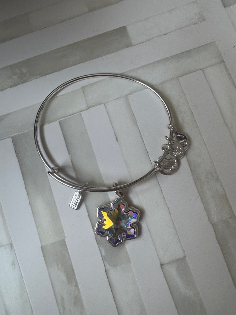 2018 Alex and Ani Silver Bangle Snowflake Bracelet